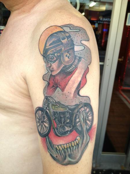 Tattoos - dream rider with jaw bone color tattoo, Gary Dunn Art Junkies Tattoo - 70527
